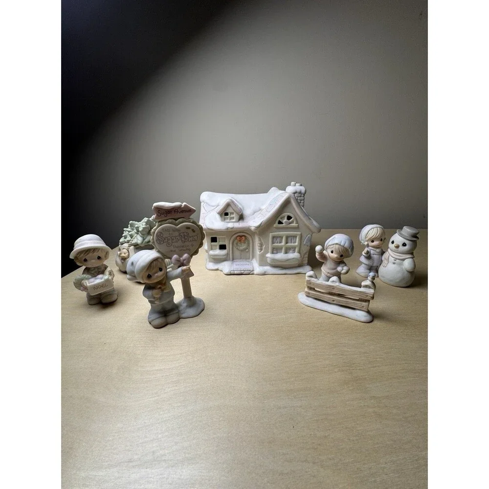 Precious Moments Sugar Town 7 Pc Christmas Village Sam’s House Lot w/ Boxes VTG